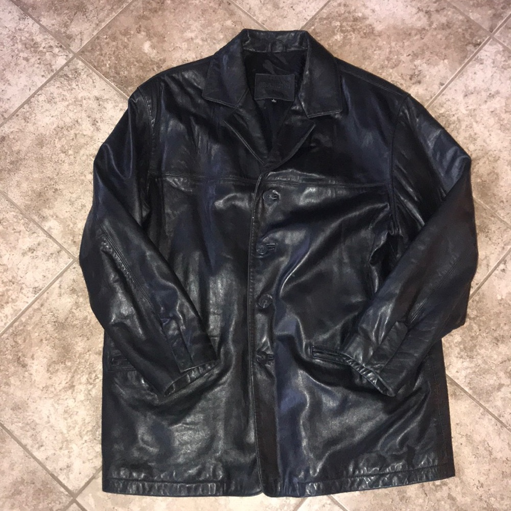 Brandini Long Leather Coat Size Large